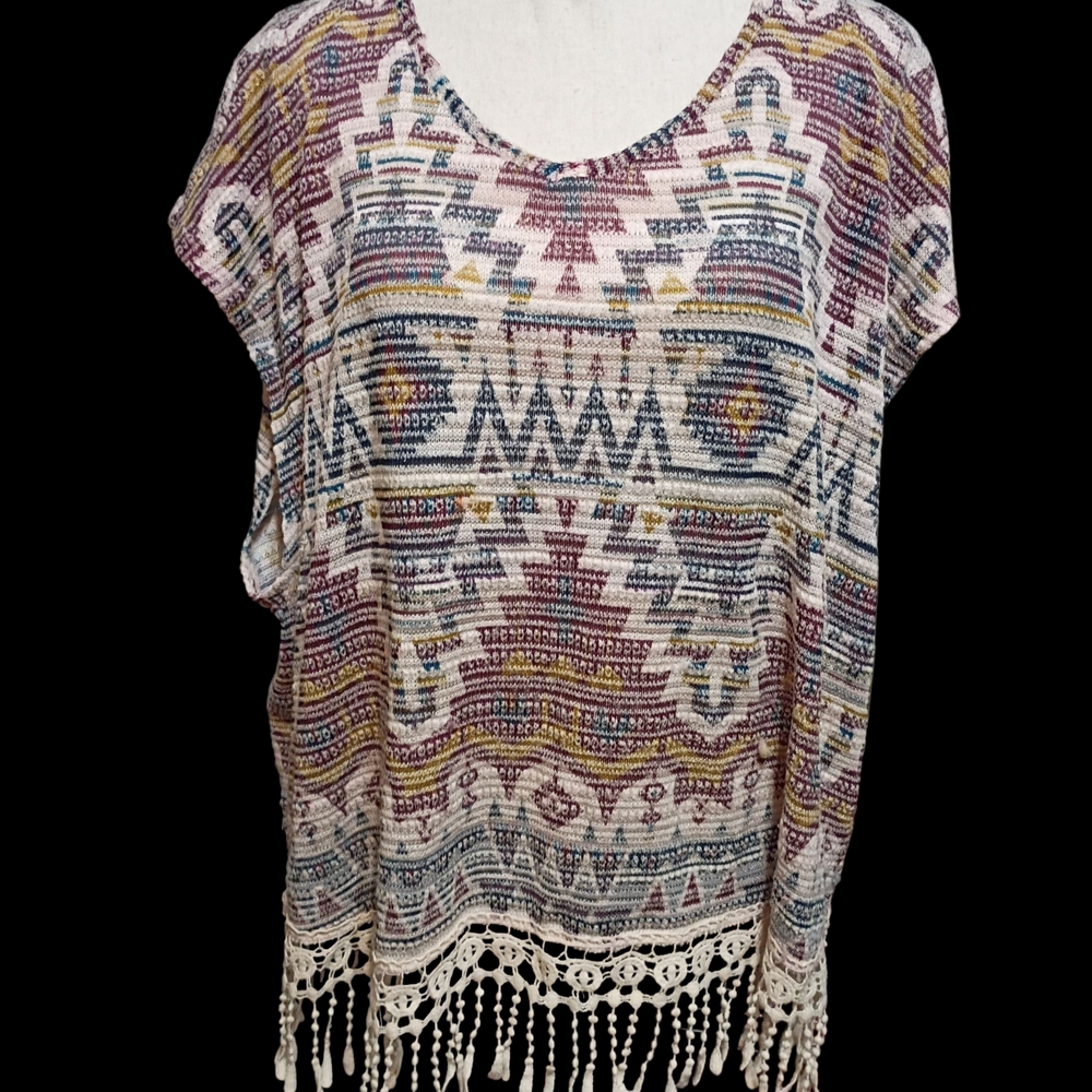 Xhilaration Multicolor Tribal Fringe Blouse